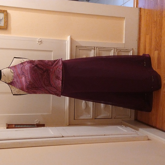 Ann Taylor plum silk maxi skirt set Sz 4 - Picture 1 of 13